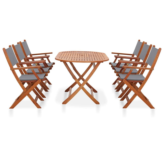 Ensemble À Manger D'extérieur 7 Pcs Bois D'eucalyptus/Textilène