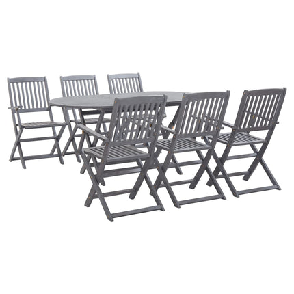 Ensemble À Manger De Jardin 7 Pcs Bois D'acacia Massif Gris