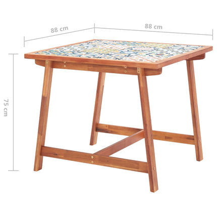 Ensemble À Manger Jardin 3Pcs Carreau Mosaïque Et Bois D'acacia