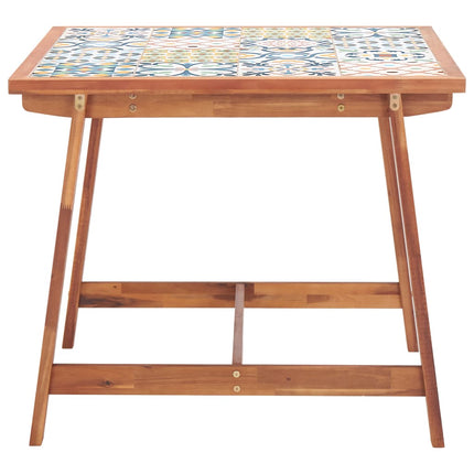 Ensemble À Manger Jardin 3Pcs Carreau Mosaïque Et Bois D'acacia