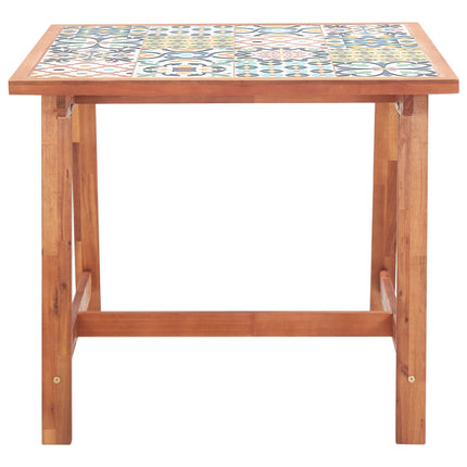Ensemble À Manger Jardin 3Pcs Carreau Mosaïque Et Bois D'acacia