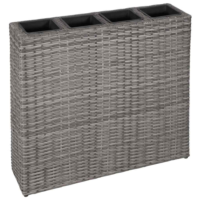 Lits Surélevés De Jardin Avec 4 Pots 2Pcs Résine Tressée
