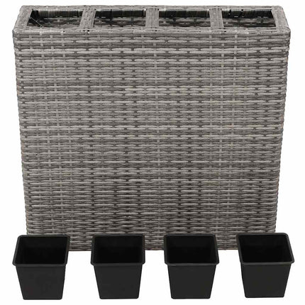 Lits Surélevés De Jardin Avec 4 Pots 2Pcs Résine Tressée