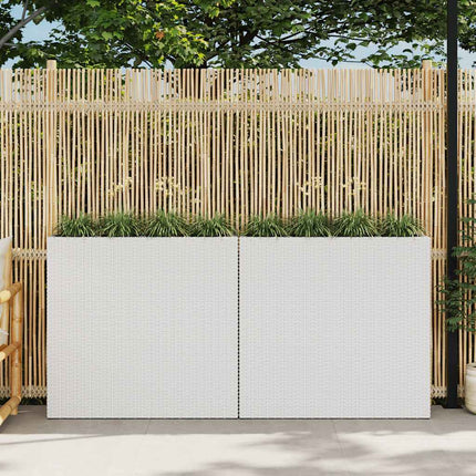Lits Surélevés De Jardin Avec 4 Pots 2Pcs Résine Tressée