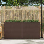 Lits Surélevés De Jardin Avec 4 Pots 2Pcs Résine Tressée