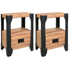 Table De Chevet Bois D'acacia Acier 40 X 30 X 54 Cm