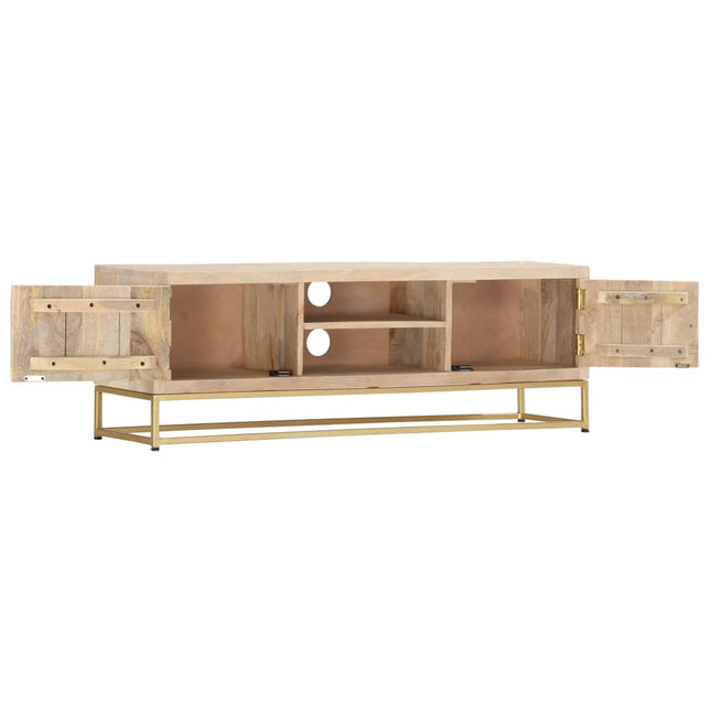 Meuble Tv Doré 120X30X40 Cm Bois Massif De Manguier