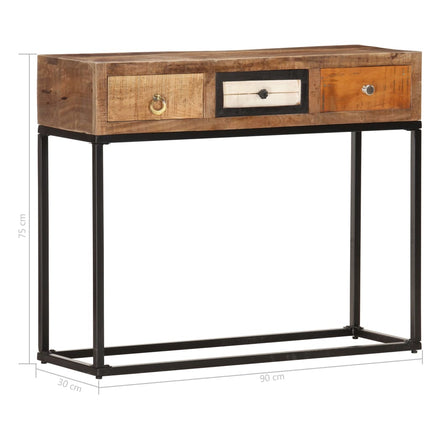 Table Console Doré 90X30X75 Cm Bois De Récupération Massif