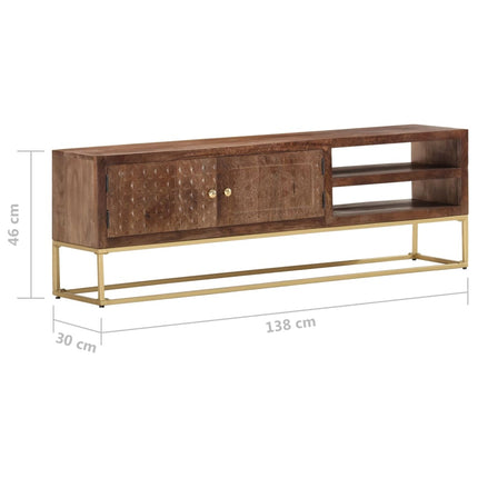 Meuble Tv 138X30X46 Cm Bois Massif De Manguier