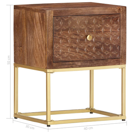Table De Chevet 40 X 30 X 50 Cm Bois De Manguier Massif
