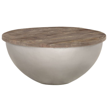 Table Basse Forme De Bol Avec Base En Acier Bois Recyclé