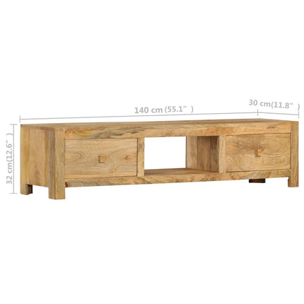 Meuble Tv 140X30X32 Cm Bois Massif De Manguier