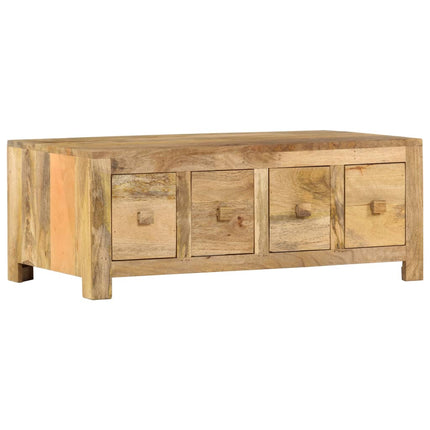 Table Basse Avec 4 Tiroirs 90X50X35 Cm Bois Solide De Manguier