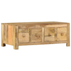 Table Basse Avec 4 Tiroirs 90X50X35 Cm Bois Solide De Manguier