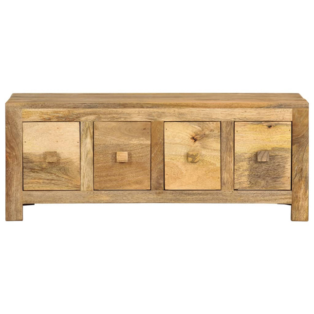 Table Basse Avec 4 Tiroirs 90X50X35 Cm Bois Solide De Manguier
