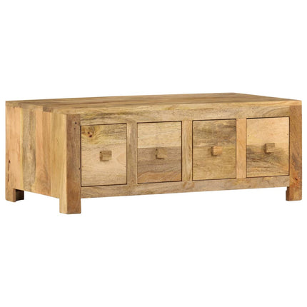Table Basse Avec 4 Tiroirs 90X50X35 Cm Bois Solide De Manguier