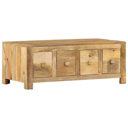 Table Basse Avec 4 Tiroirs 90X50X35 Cm Bois Solide De Manguier