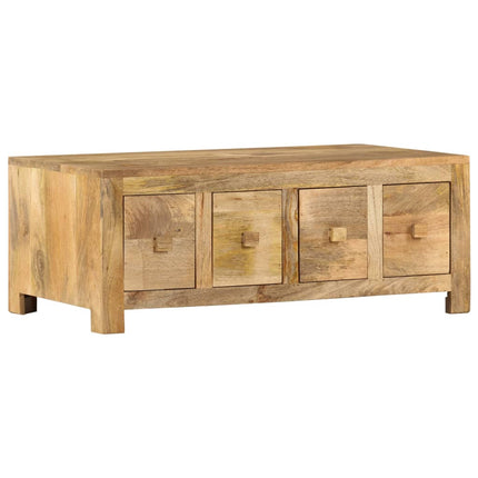 Table Basse Avec 4 Tiroirs 90X50X35 Cm Bois Solide De Manguier