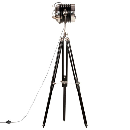 Lampadaire À Trépied Noir Bois De Manguier Massif 171 Cm