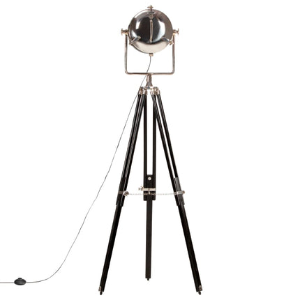 Lampadaire À Trépied Noir Bois De Manguier Massif 171 Cm