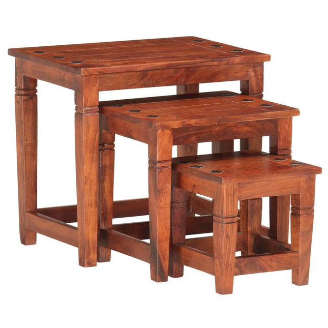 Tables Gigognes 3 Pcs Bois D'acacia Massif