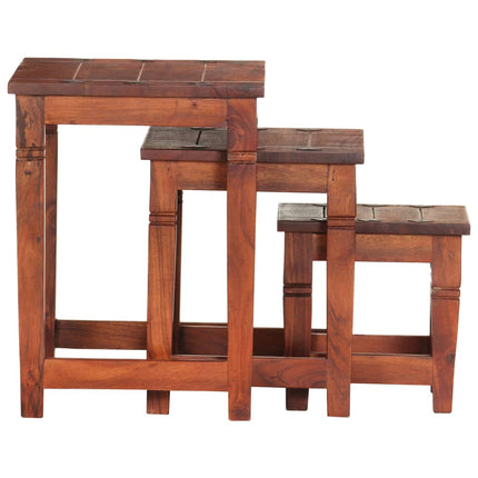 Tables Gigognes 3 Pcs Bois D'acacia Massif