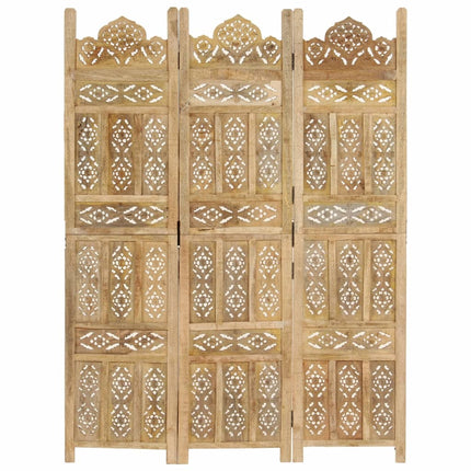 Cloison De Séparation 3 Panneaux 120X165 Cm Bois De Manguier
