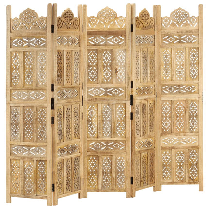 Cloison De Séparation 3 Panneaux 120X165 Cm Bois De Manguier