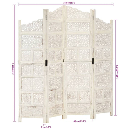 Cloison De Séparation 4 Panneaux 160X165 Cm Bois Manguier