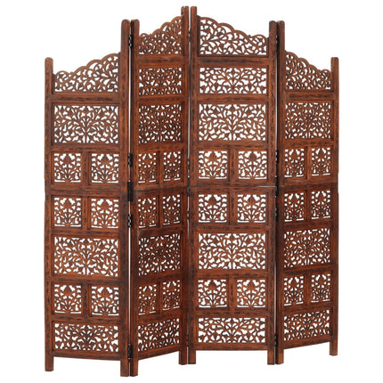 Cloison De Séparation 4 Panneaux 160X165 Cm Bois Manguier