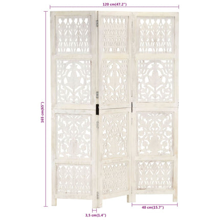 Cloison De Séparation 3 Panneaux 120X165 Cm Bois Manguier