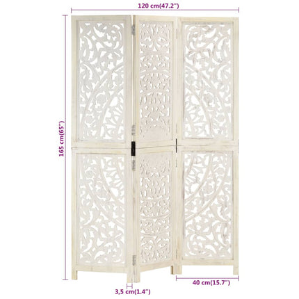 Cloison De Séparation 3 Panneaux 120X165 Cm Bois Manguier