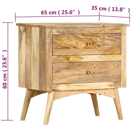 Table De Chevet 65 X 35 X 60 Cm Bois De Manguier Massif