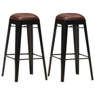 Tabourets De Bar Lot De 2 Cuir Véritable