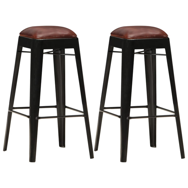 Tabourets De Bar Lot De 2 Cuir Véritable