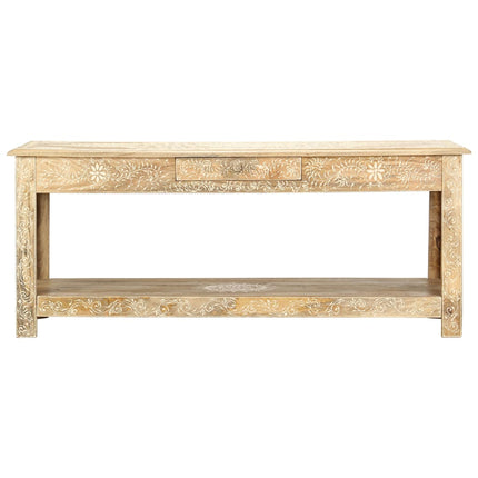 Table Basse Peinte À Main 110X50X45 Cm Bois De Manguier Massif