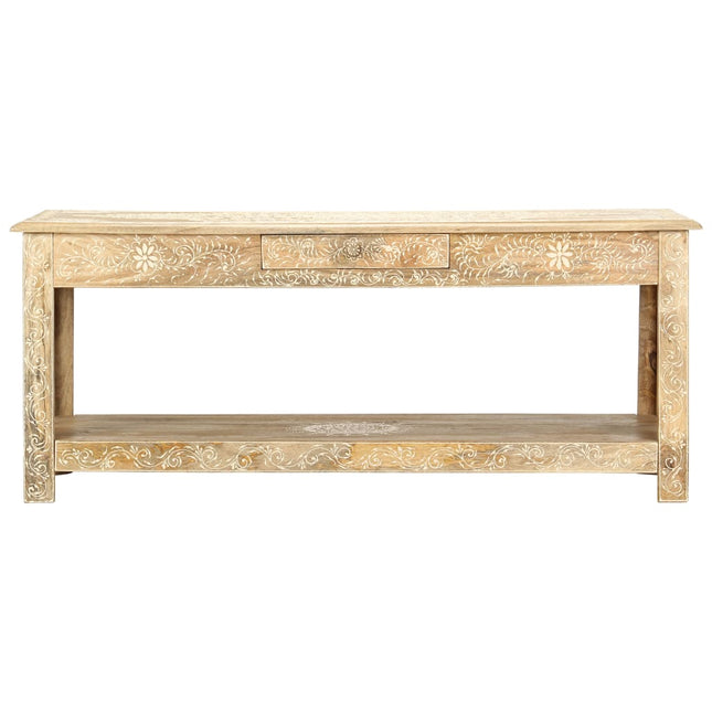 Table Basse Peinte À Main 110X50X45 Cm Bois De Manguier Massif