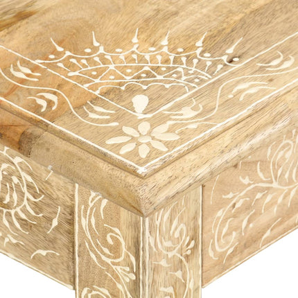 Table Basse Peinte À Main 110X50X45 Cm Bois De Manguier Massif