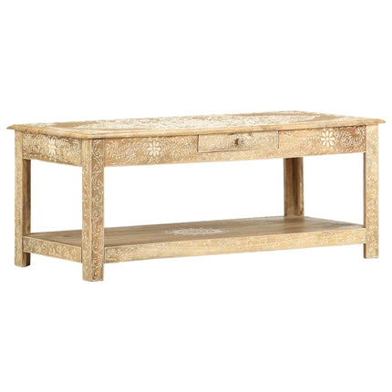 Table Basse Peinte À Main 110X50X45 Cm Bois De Manguier Massif