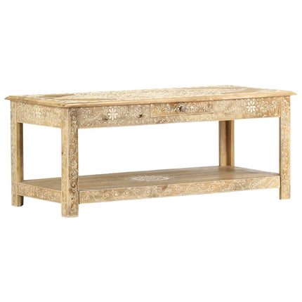 Table Basse Peinte À Main 110X50X45 Cm Bois De Manguier Massif