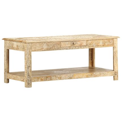 Table Basse Peinte À Main 110X50X45 Cm Bois De Manguier Massif