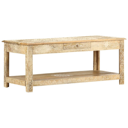 Table Basse Peinte À Main 110X50X45 Cm Bois De Manguier Massif