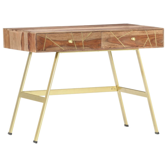 Bureau Avec Tiroirs 100X55X75 Cm Bois Solide De Manguier