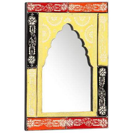 Miroir Peint À La Main 40X55 Cm Bois De Manguier Solide