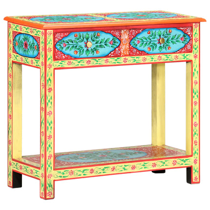 Table Console Peinte À La Main 80X35X75 Cm Bois De Manguier