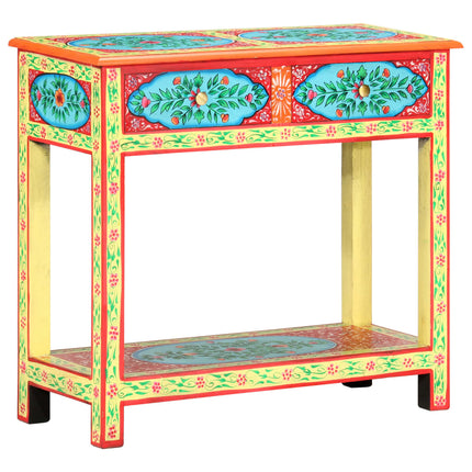 Table Console Peinte À La Main 80X35X75 Cm Bois De Manguier