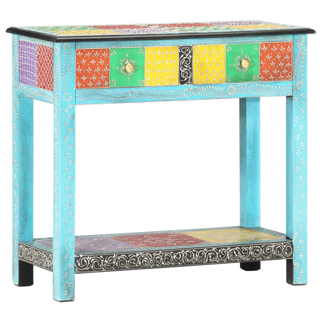 Table Console Peinte À La Main 80X35X75 Cm Bois De Manguier