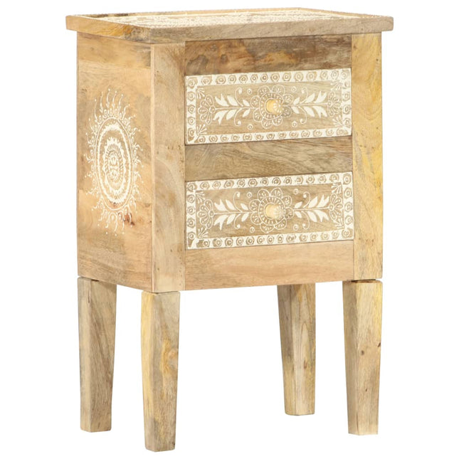 Table De Chevet Peinte À La Main 40X30X60 Cm Bois De Manguier
