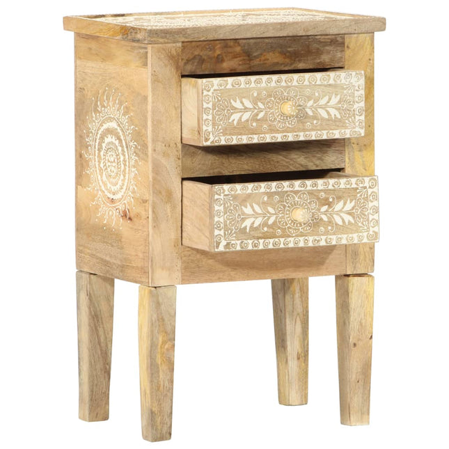 Table De Chevet Peinte À La Main 40X30X60 Cm Bois De Manguier