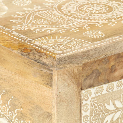 Table De Chevet Peinte À La Main 40X30X60 Cm Bois De Manguier